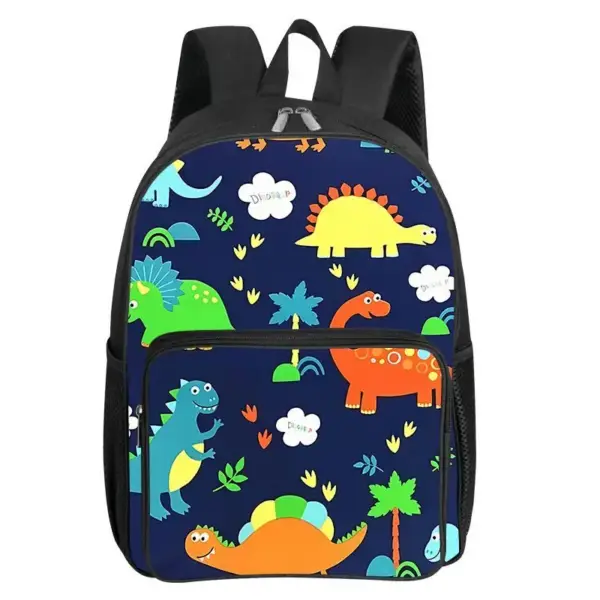 Rucksack mit Dino-Motiven, Fronttasche und Seitentaschen – Bild 7