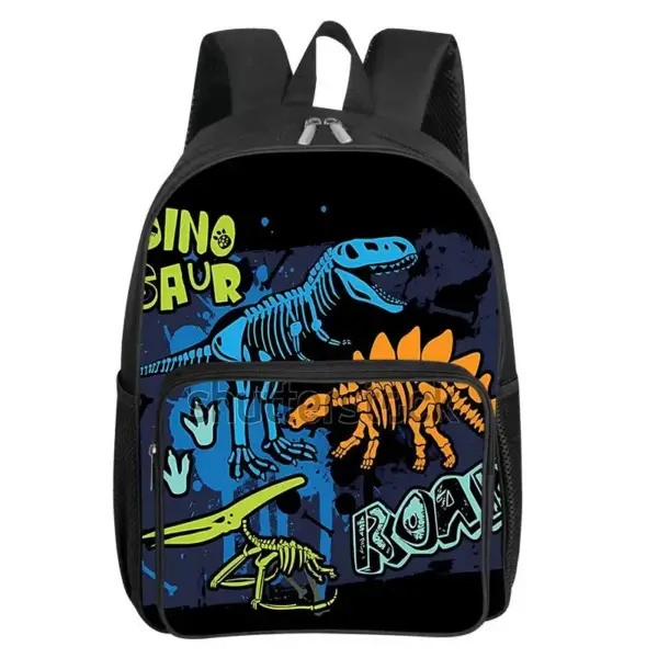Rucksack mit Dino-Motiven, Fronttasche und Seitentaschen – Bild 9