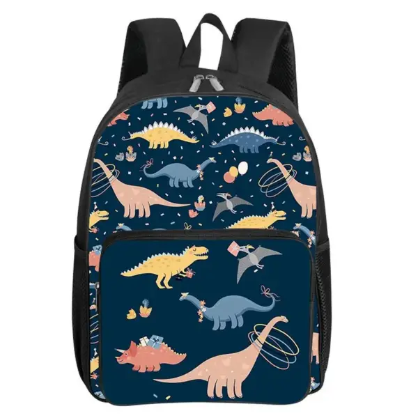 Rucksack mit Dino-Motiven, Fronttasche und Seitentaschen – Bild 6