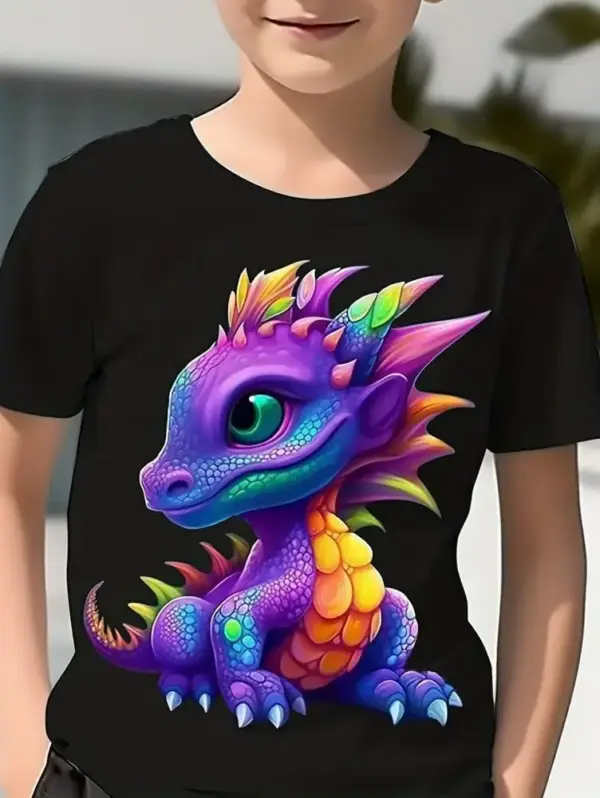Kinder T-Shirt kurzarm mit Dino- und Drachen-Motiv – Bild 11