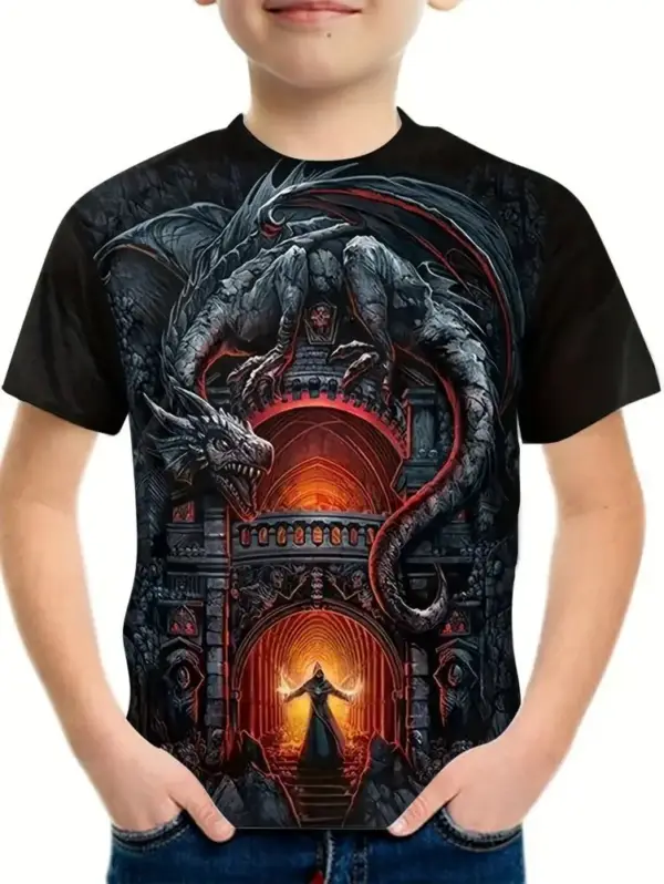 Kinder T-Shirt kurzarm mit Dino- und Drachen-Motiv – Bild 8