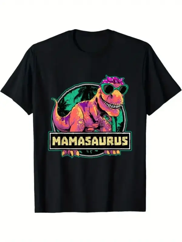 T-Shirt Damen mit Dinosaurier-Motiv, Rundhals, kurze Ärmel – Bild 10
