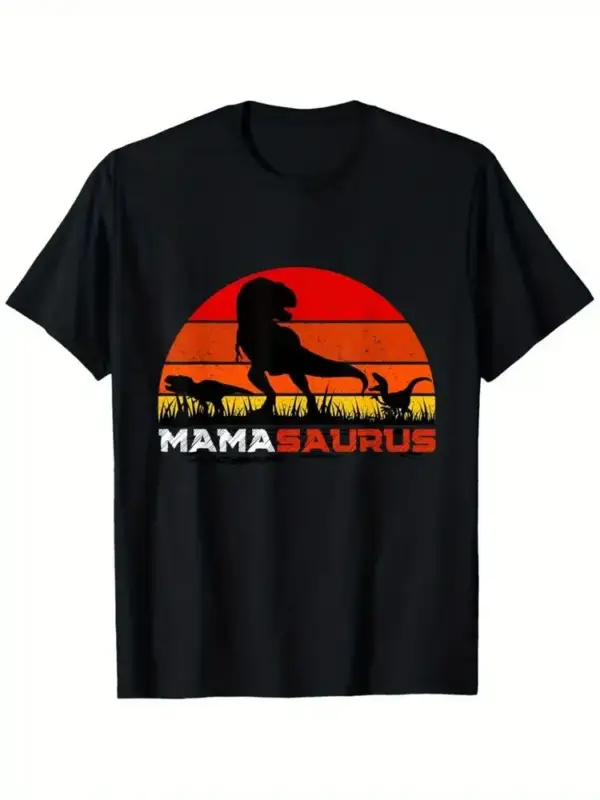 T-Shirt Damen mit Dinosaurier-Motiv, Rundhals, kurze Ärmel – Bild 7