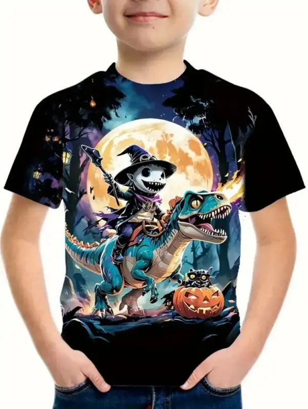 Kinder T-Shirt Halloween mit Kürbis- und Skelett-Motiven – Bild 18