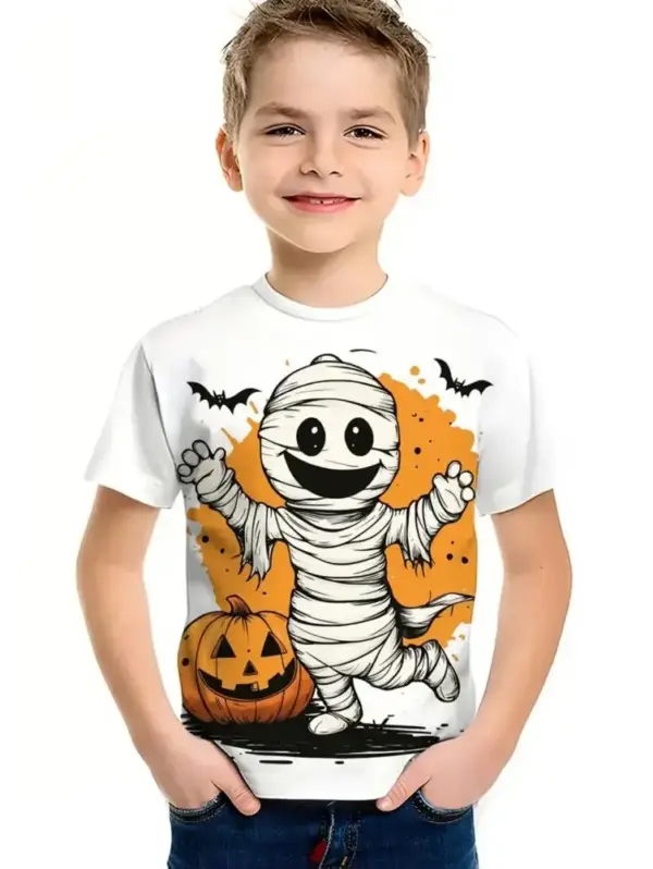 Kinder T-Shirt Halloween mit Kürbis- und Skelett-Motiven – Bild 14