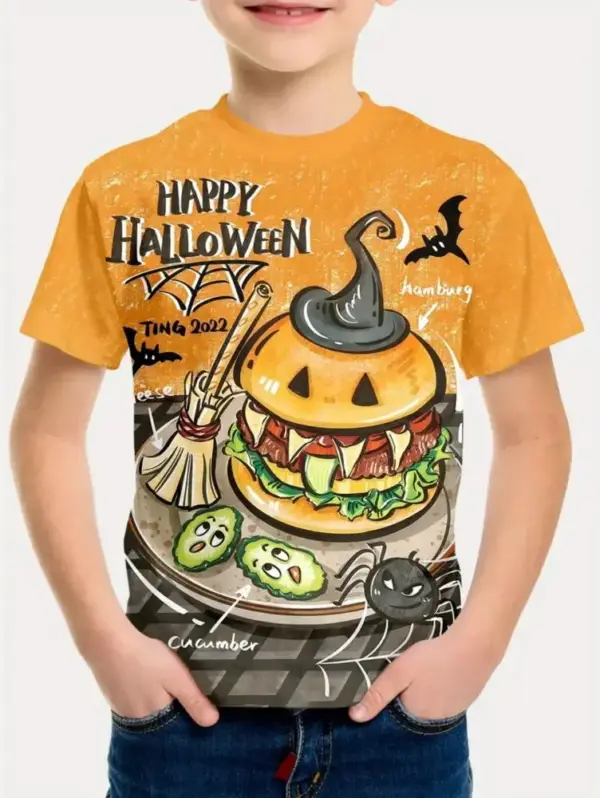 Kinder T-Shirt Halloween mit Kürbis- und Skelett-Motiven – Bild 15