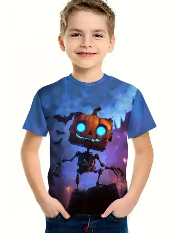 Kinder T-Shirt Halloween mit Kürbis- und Skelett-Motiven – Bild 16
