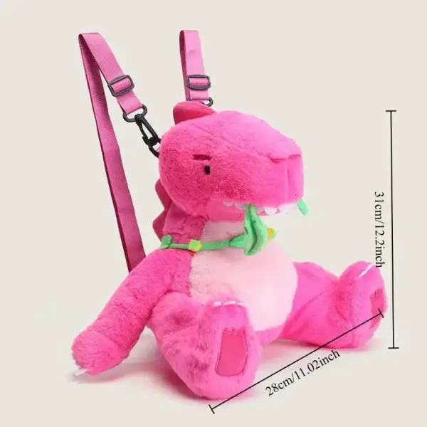 Plüsch-Rucksack Dinosaurier mit Blättern am Hals und Trägern – Bild 3