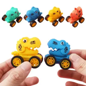 Mini Spielzeugautos mit Dino-Köpfen und großen Rädern – Bunt