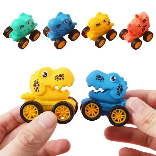 Mini Spielzeugautos mit Dino-Köpfen und großen Rädern