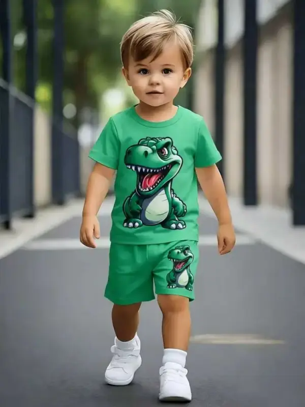 Kinder Set T-Shirt und Shorts mit Dinosaurier-Aufdruck – Bild 6