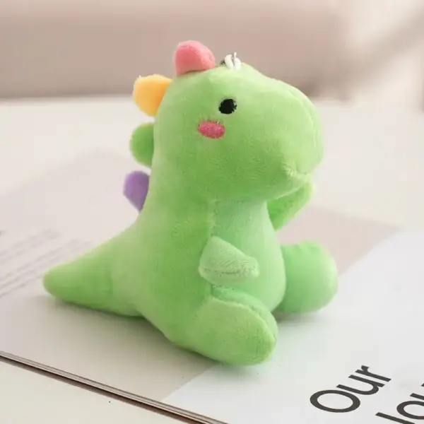 Dinosaurier Schlüsselanhänger Kuscheltier mit bunten Rückenzacken – Bild 3