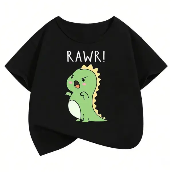 Kinder T-Shirt Cartoon-Dino mit Rundhals und kurzen Ärmeln – Bild 10