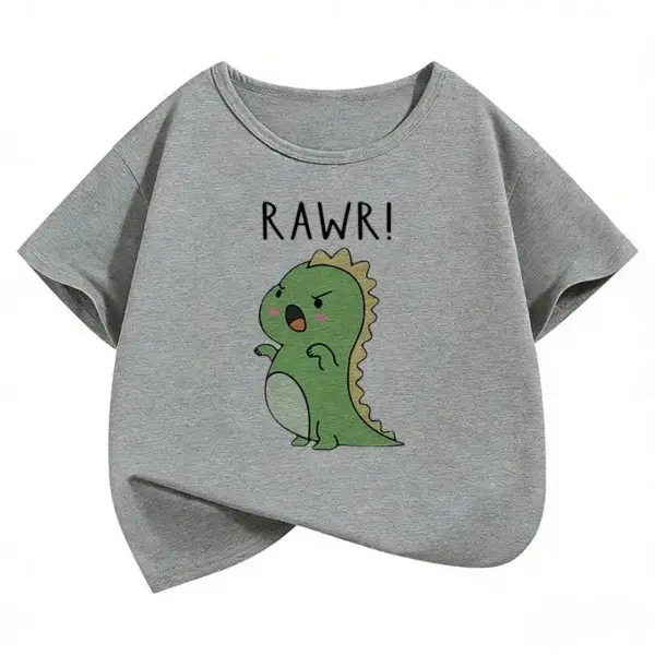 Kinder T-Shirt Cartoon-Dino mit Rundhals und kurzen Ärmeln – Bild 9