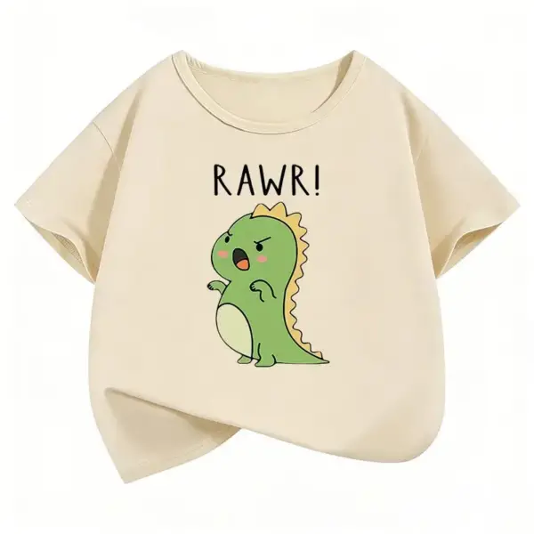 Kinder T-Shirt Cartoon-Dino mit Rundhals und kurzen Ärmeln – Bild 8