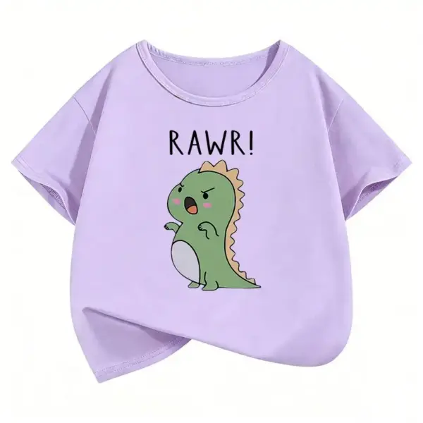 Kinder T-Shirt Cartoon-Dino mit Rundhals und kurzen Ärmeln – Bild 12