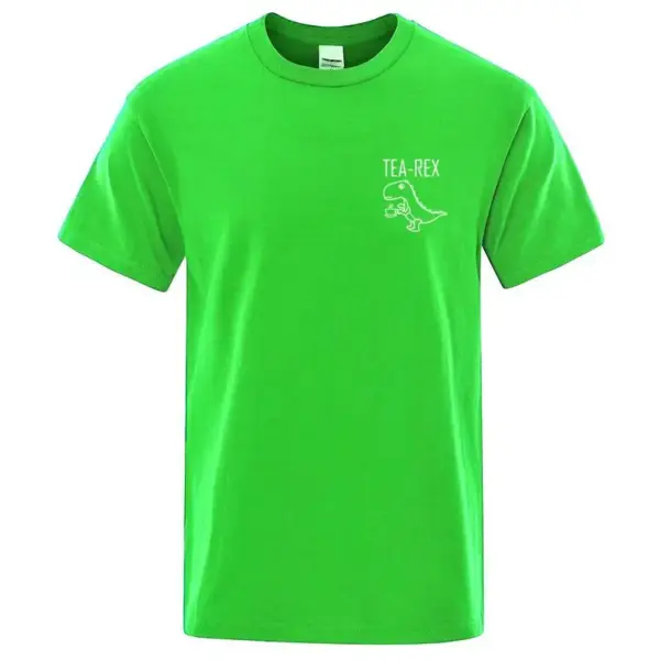 Herren T-Shirt Rundhals mit kleinem Dino am Brustbereich – Bild 11