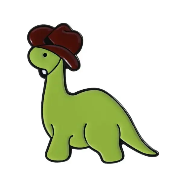 Brosche Dinosaurier mit Cowboyhut zum Anstecken – Bild 7