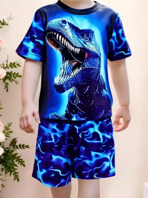 Jungen Set aus T-Shirt und Shorts mit Motivdruck für den Sommer – Bild 13