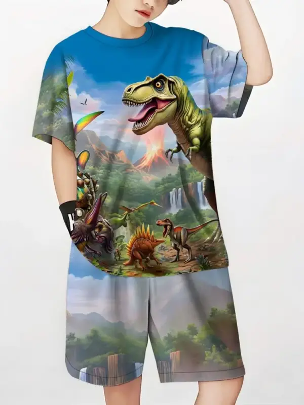 Jungen Set aus T-Shirt und Shorts mit Motivdruck für den Sommer – Bild 14