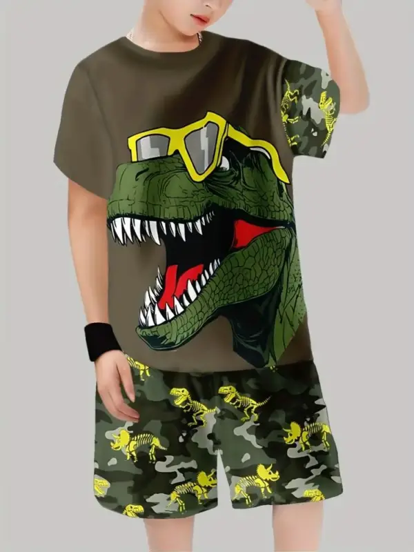 Jungen Set aus T-Shirt und Shorts mit Motivdruck für den Sommer – Bild 11