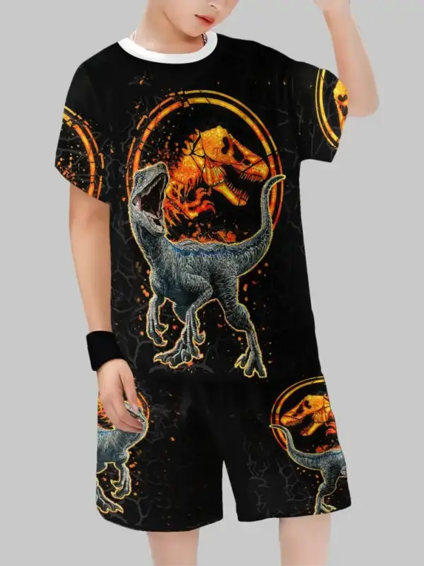 Jungen Set aus T-Shirt und Shorts mit Motivdruck für den Sommer – Bild 9