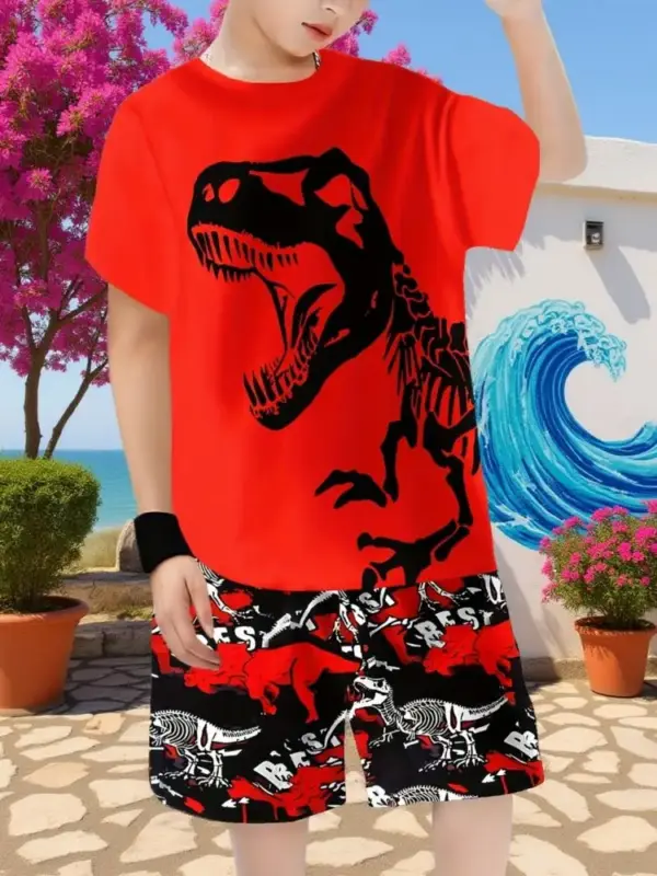 Jungen Set aus T-Shirt und Shorts mit Motivdruck für den Sommer – Bild 18