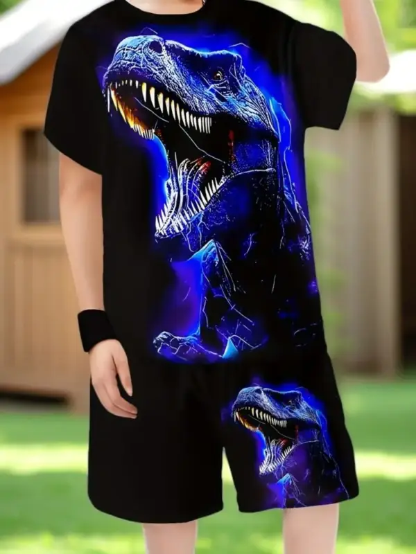 Jungen Set aus T-Shirt und Shorts mit Motivdruck für den Sommer – Bild 19
