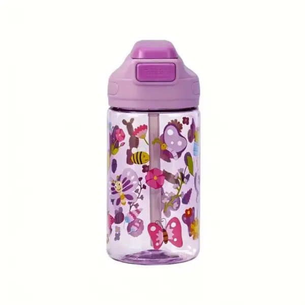 Trinkflasche mit Strohhalm und Klappdeckel, Tiermotive – Bild 6