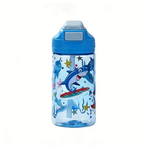 Trinkflasche mit Strohhalm und Klappdeckel, Tiermotive – Bild 5