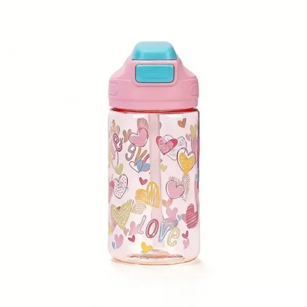 Trinkflasche mit Strohhalm und Klappdeckel, Tiermotive – Bild 3