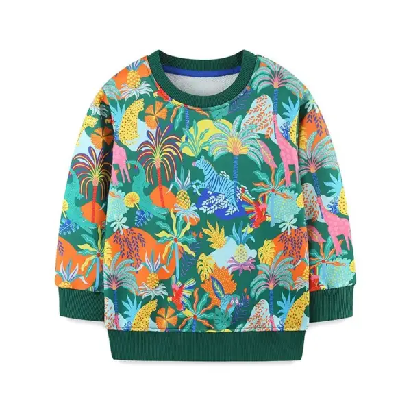 Kinder Sweatshirt mit Allover-Print und Rippbündchen – Bild 7