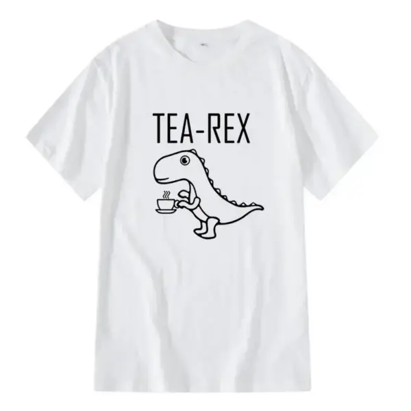 Herren T-Shirt mit Dinosaurier und Teetasse, Rundhals – Bild 5