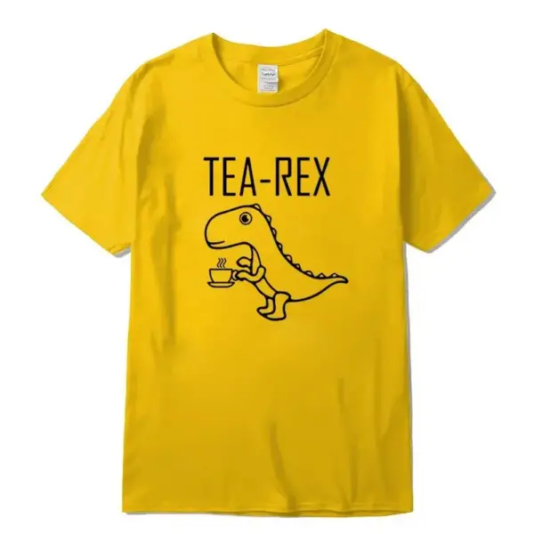 Herren T-Shirt mit Dinosaurier und Teetasse, Rundhals – Bild 7